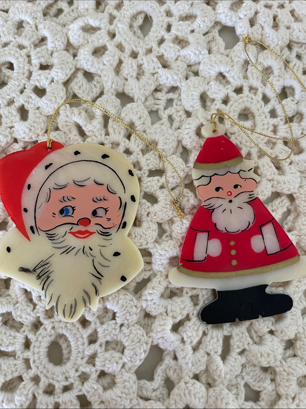Vintage acrylic Ornament Set by